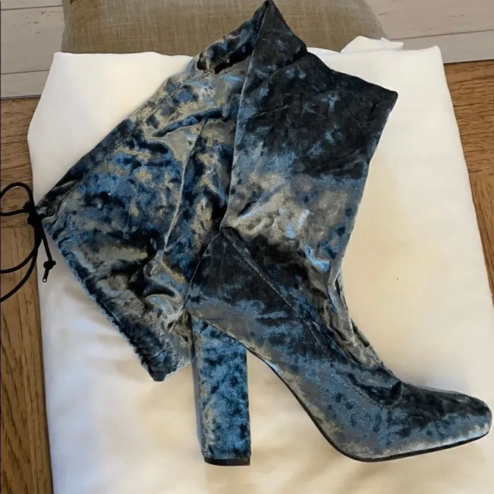 PENNY LOVES KENNY OVER KNEE VELVET BOOTS. …
